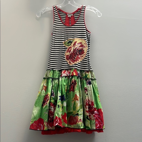 Eliane et Lena Other - Eliana et Lena Black and White Striped Dress with Vibrant Floral Skirt